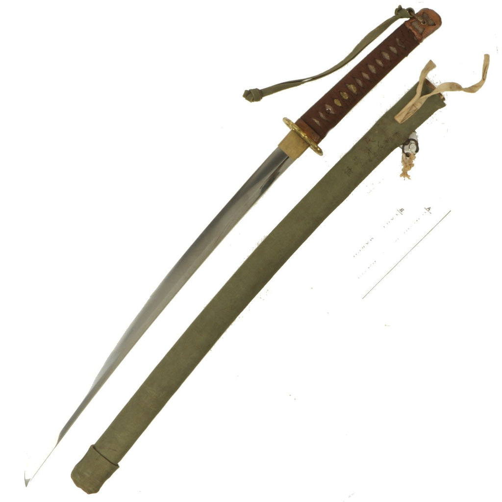 Original WWII Japanese Type 98 Shin-Gunto Katana Sword with Named Scabbard Cover & Star Stamped Handmade Blade Original Items