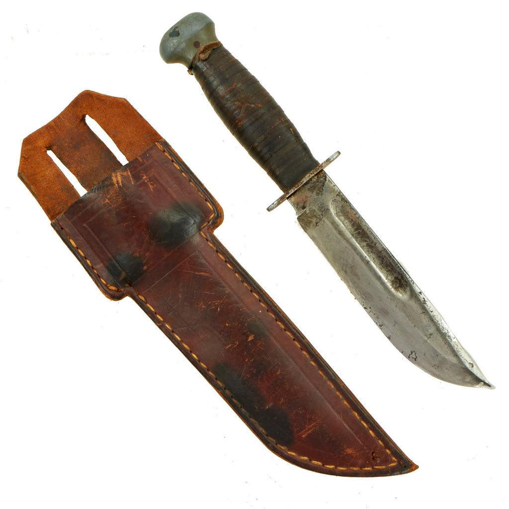 Original U.S. WWII RH Pal 36 Fighting Knife With Scabbard Named To US Marine Wounded During New Britain Campaign - With Research Original Items