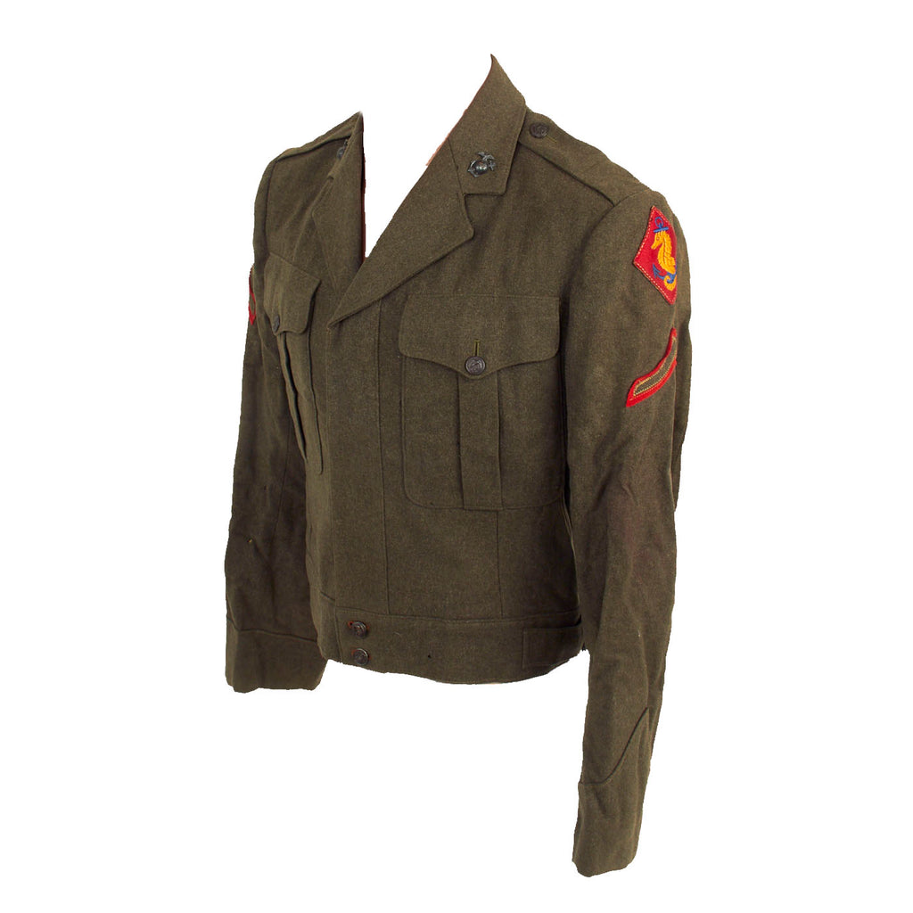 Original U.S. WWII Named US Marine Corps Ship’s Detachment Modified Vandegrift Jacket With Trousers - William W. Westmoreland, Wounded In Action Original Items