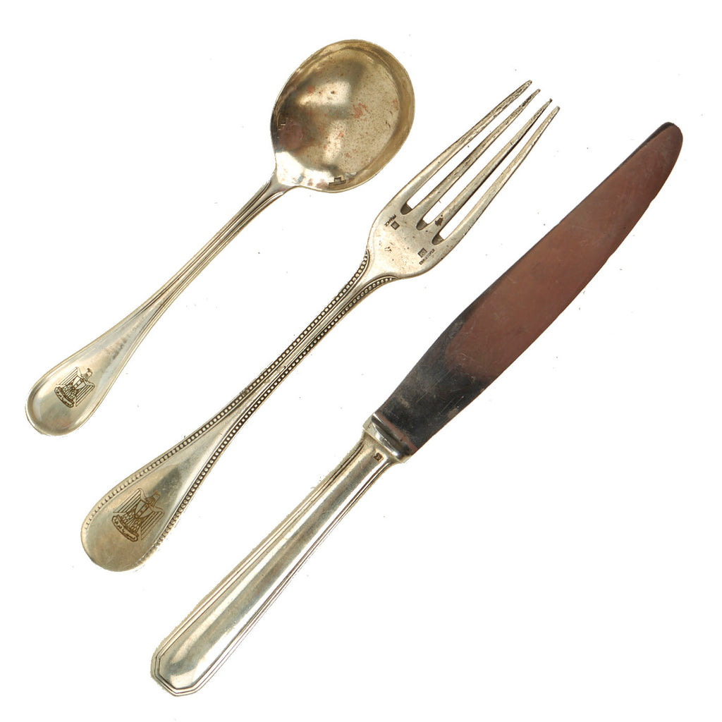 Original Iraq War Saddam Hussein Republican Palace Silver Plated Silverware Set - Fork, Knife & Spoon - Christofle, France Silver Original Items