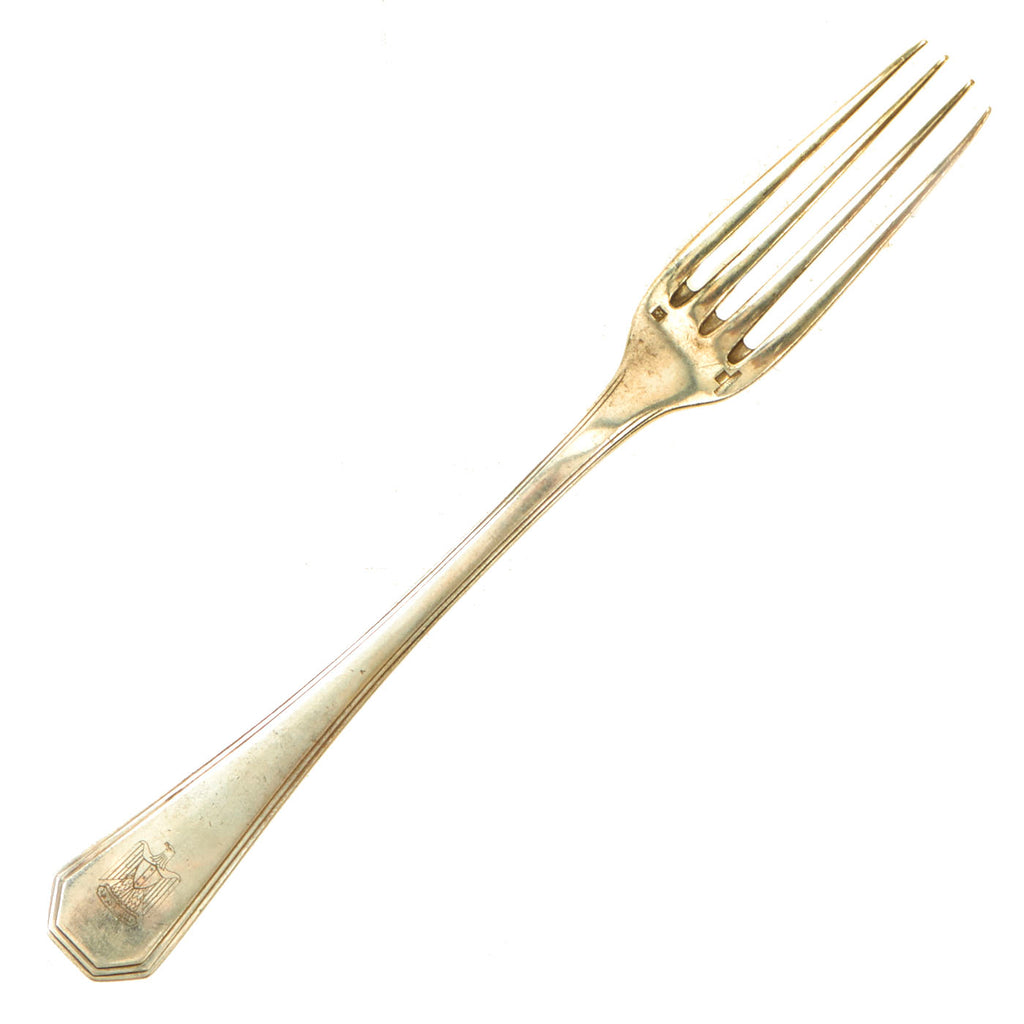DRAFT 2 of Original Iraq War Saddam Hussein Silver Plated Formal Clam Shell Pattern Fork with Iraq Coat of Arms - Manufactured by Christofle of France Original Items