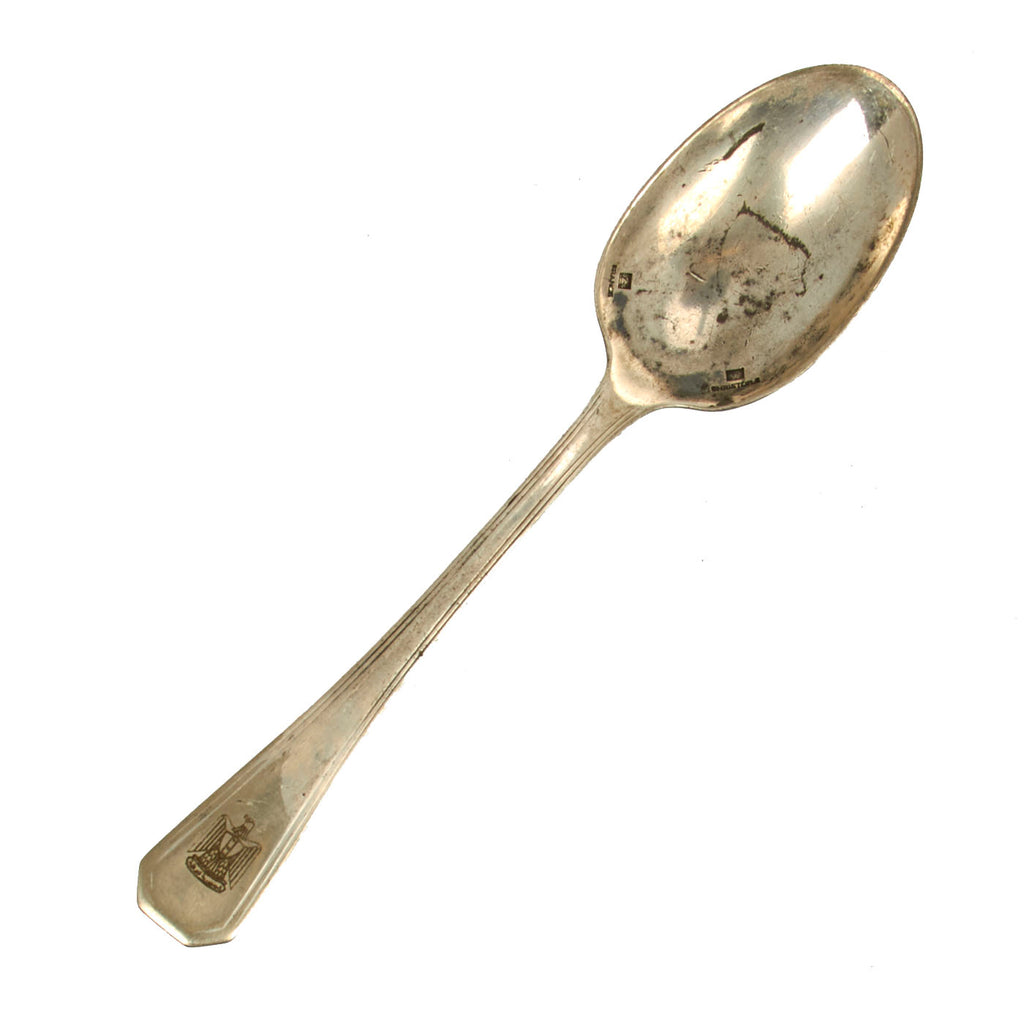 Original Iraq War Saddam Hussein Silver Plated Formal Hexagonal Pattern Spoon with Iraq Coat of Arms - Manufactured by Christofle of France Original Items