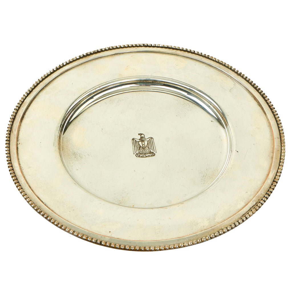 Original Iraq War Saddam Hussein Silver Plated Formal Pattern Serving Tray with Iraq Coat of Arms - Christofle Silver Original Items