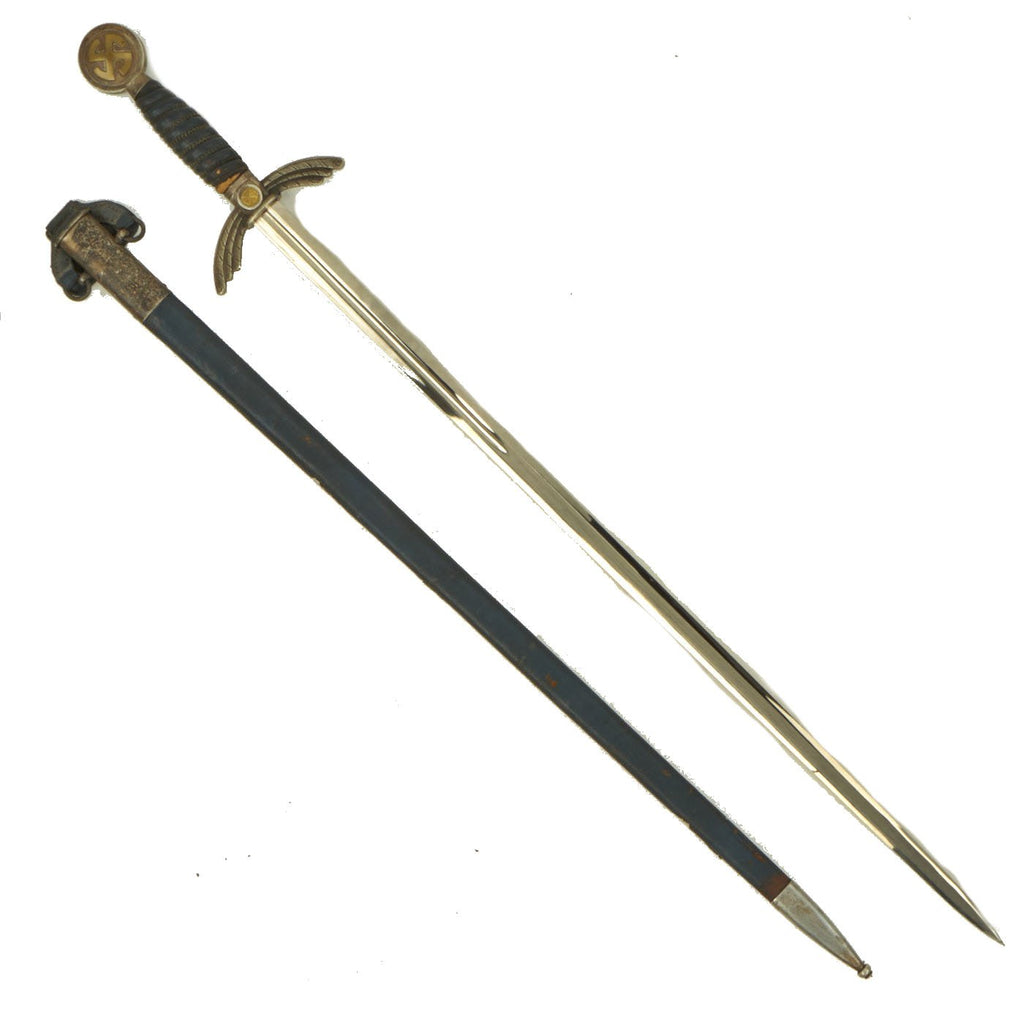 Original German WWII Early Luftwaffe Officer Sword by Paul Weyersberg with Waffen Mark 5 - Nickel Plated Blade Original Items