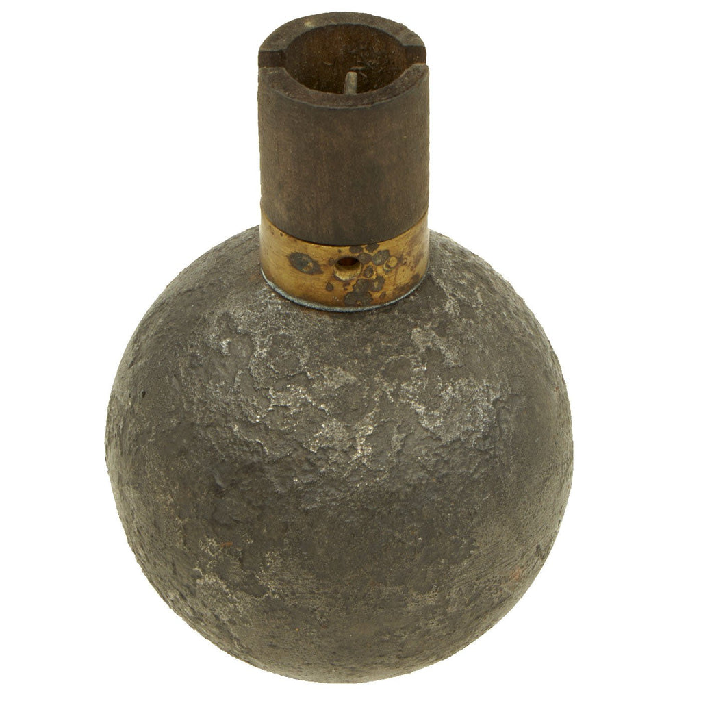 Original French WWI Model 1914 Bracelet Ball Hand Grenade with Fuse & Pull Ring - Inert Original Items