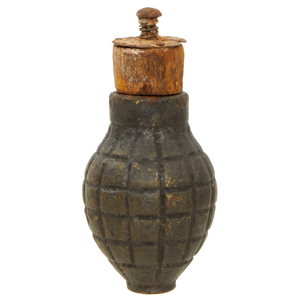 Original French WWI Foug M1916 Inert Lemon Grenade with Wood Top Plug - Citron modèle 1916 Original Items