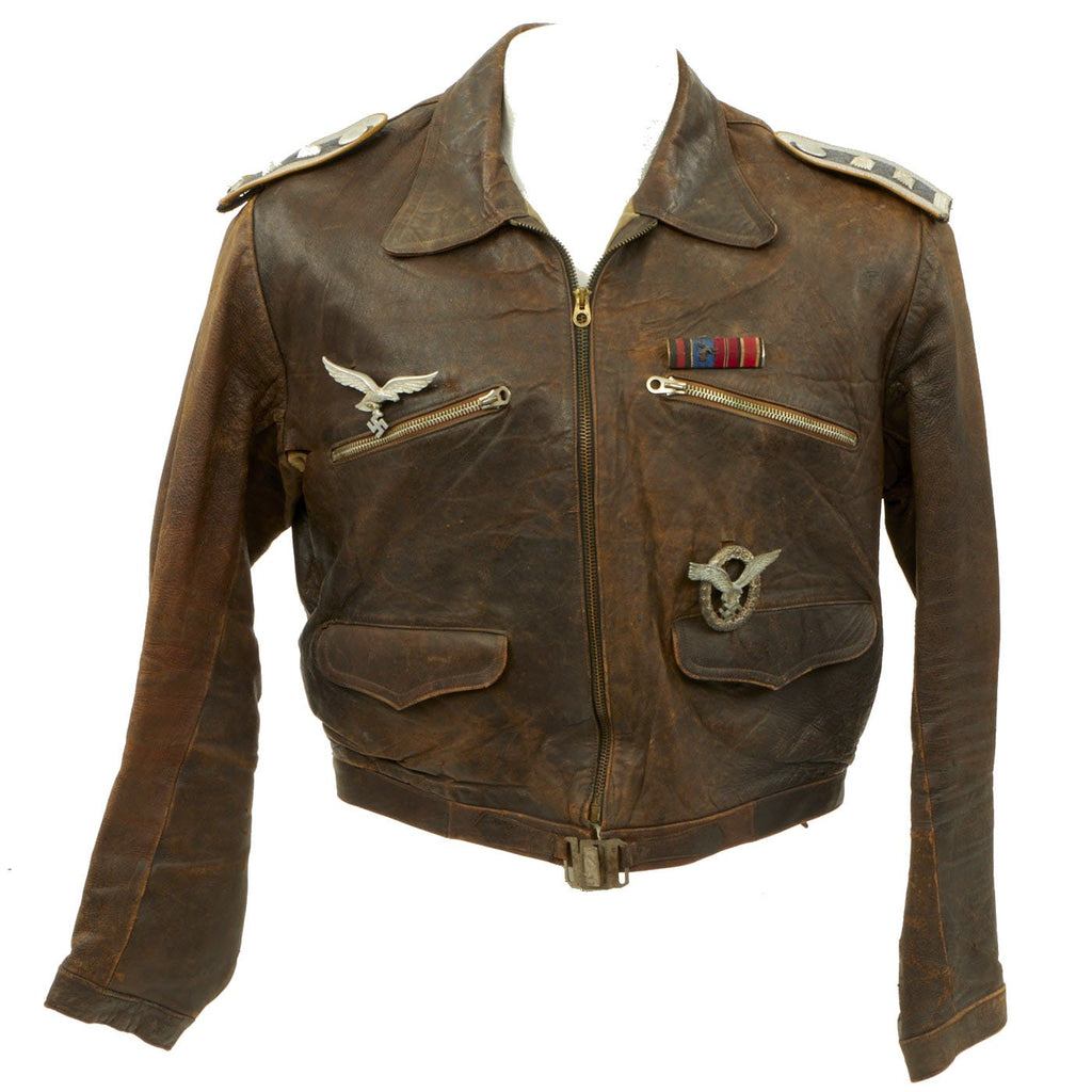 Original German WWII Luftwaffe Senior NCO Pilot Leather Flying Jacket Original Items