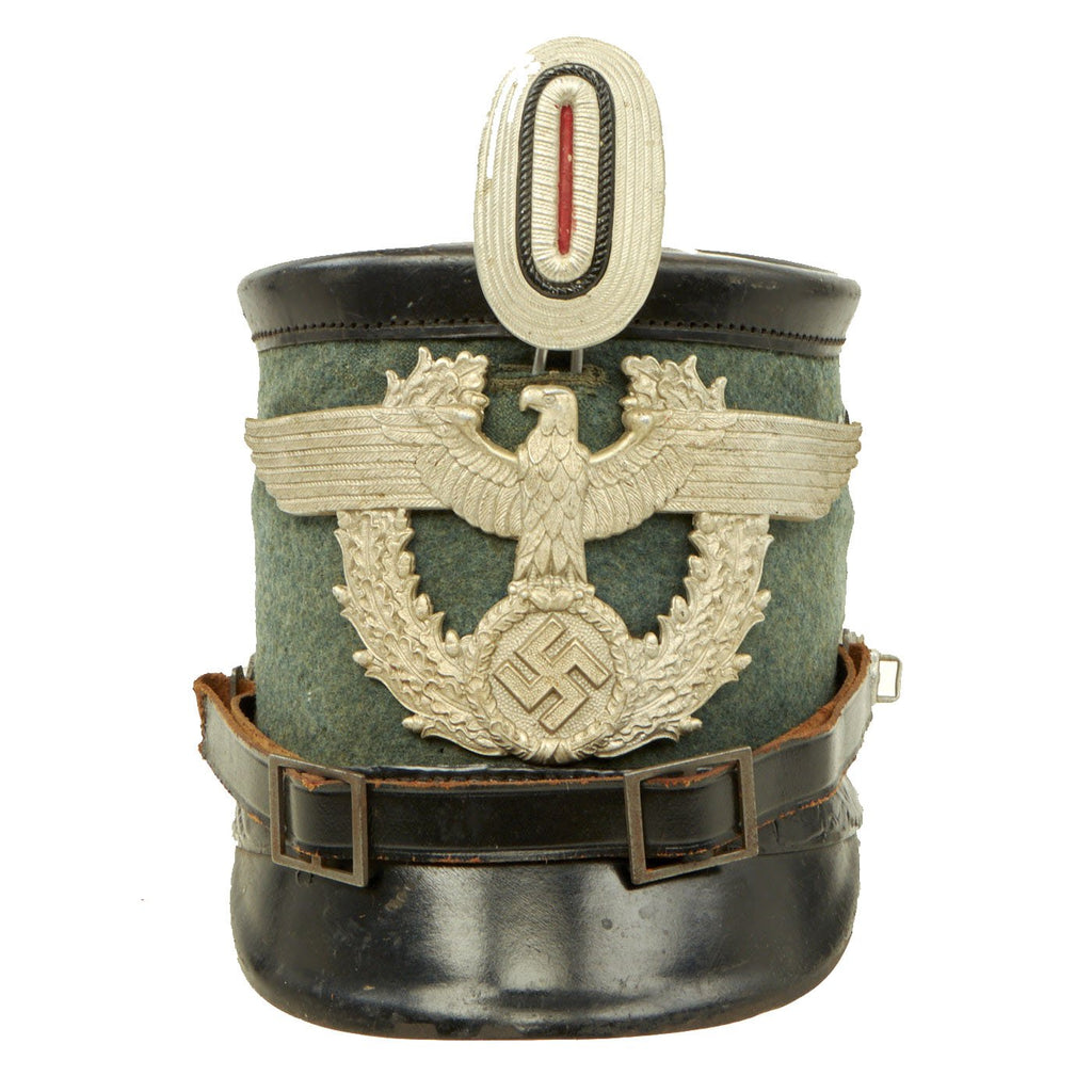 Original German WWII Late Pattern Metropolitan Police Shako by Hans Römer with Chinstrap Original Items