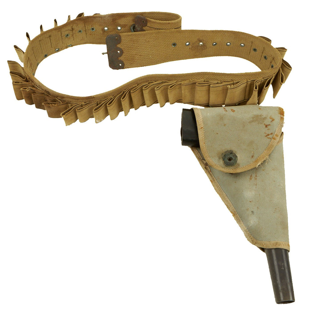 Original WWII U.S. Navy 10 Gauge Sedgley Mark 5 Signal Flare Pistol dated 1944 with Web Holster & Belt Original Items