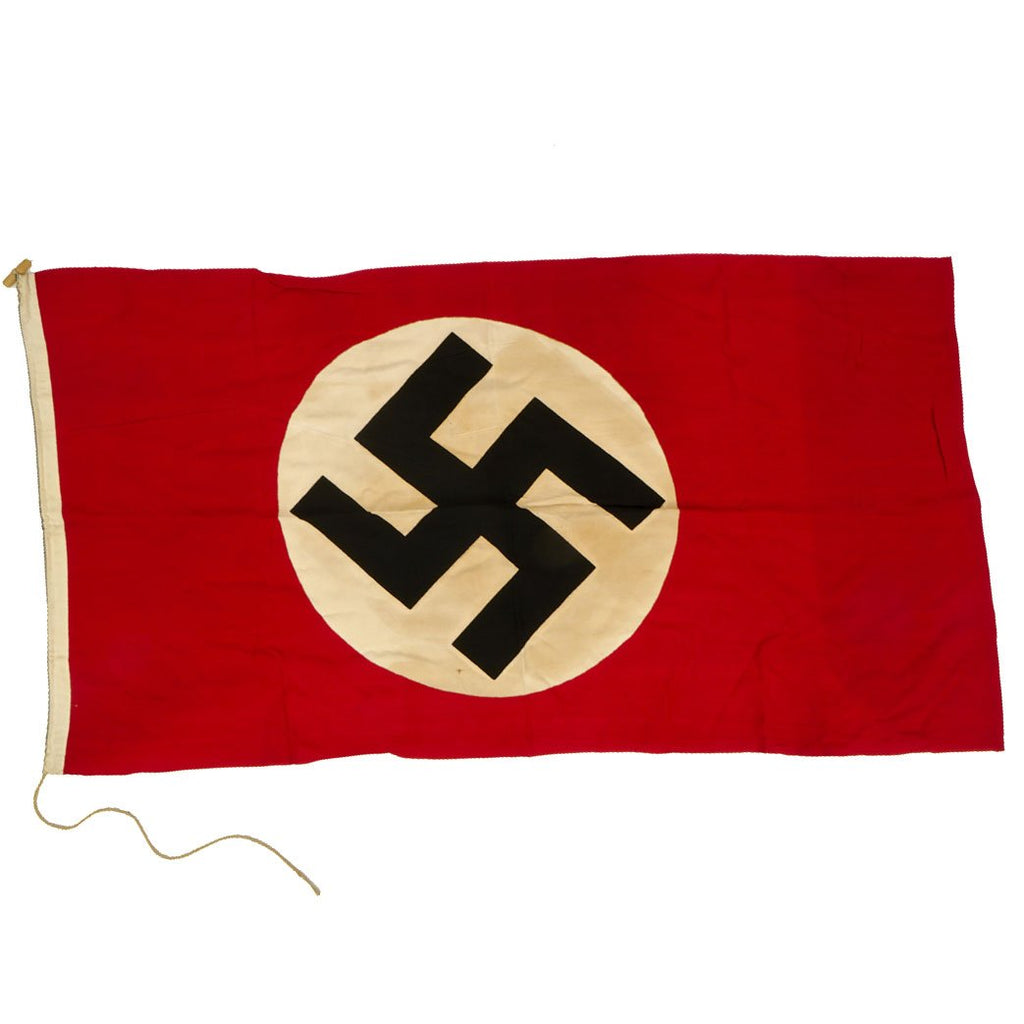 Original German WWII NSDAP National Political Flag with Halyard & Dowel - 29" x 53" Original Items