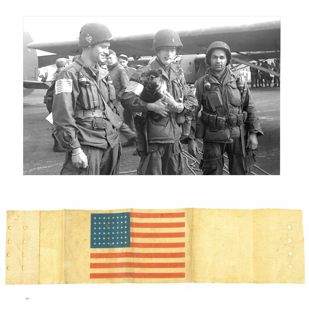 Original U.S. WWII Airborne Paratrooper American Flag Invasion Armband Original Items