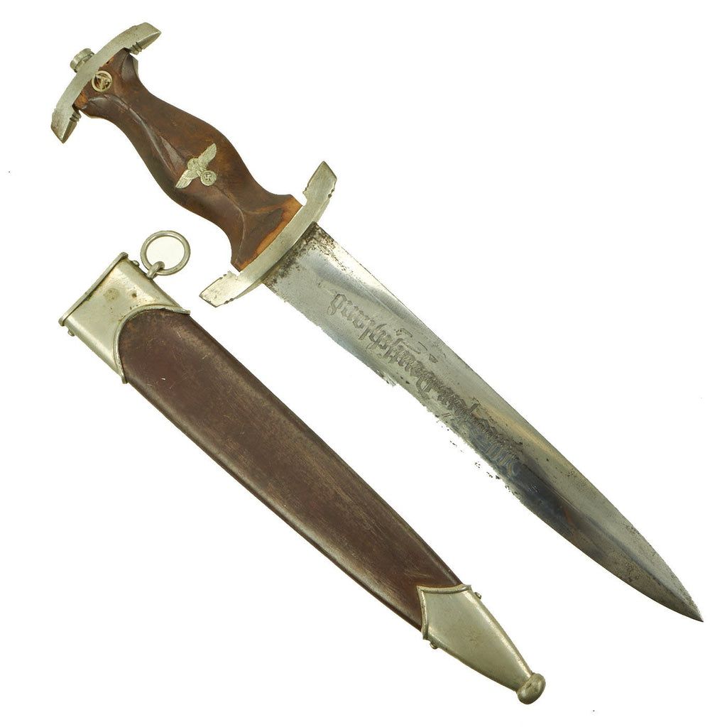 Original German Early WWII SA Dagger by Rare Maker Arthur Wingen "Chromolit" with Scabbard Original Items