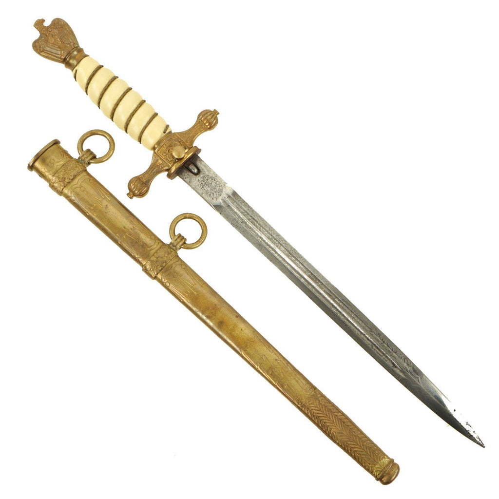 Original WWII German 2nd Model Naval Dagger with Lightning Bolt Scabbard by F. W. Höller Original Items