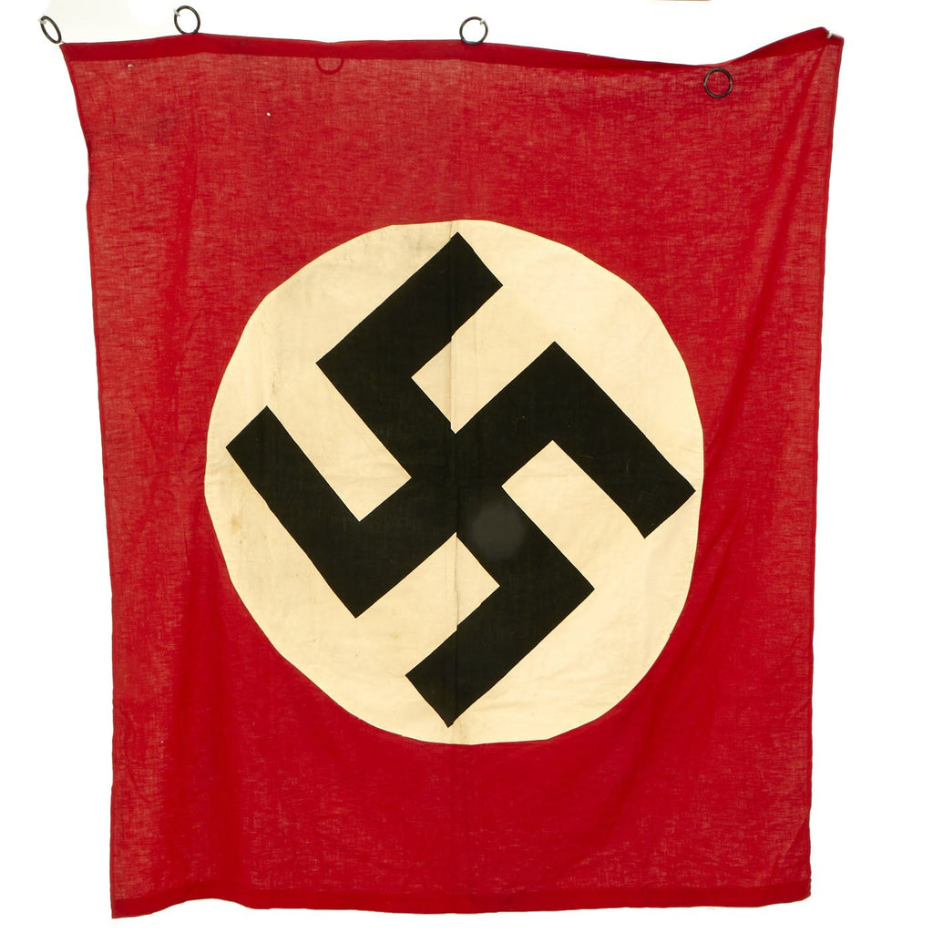 Original German WWII NSDAP National Socialist Political Flag with Hanger Rings - 48" x 57" Original Items
