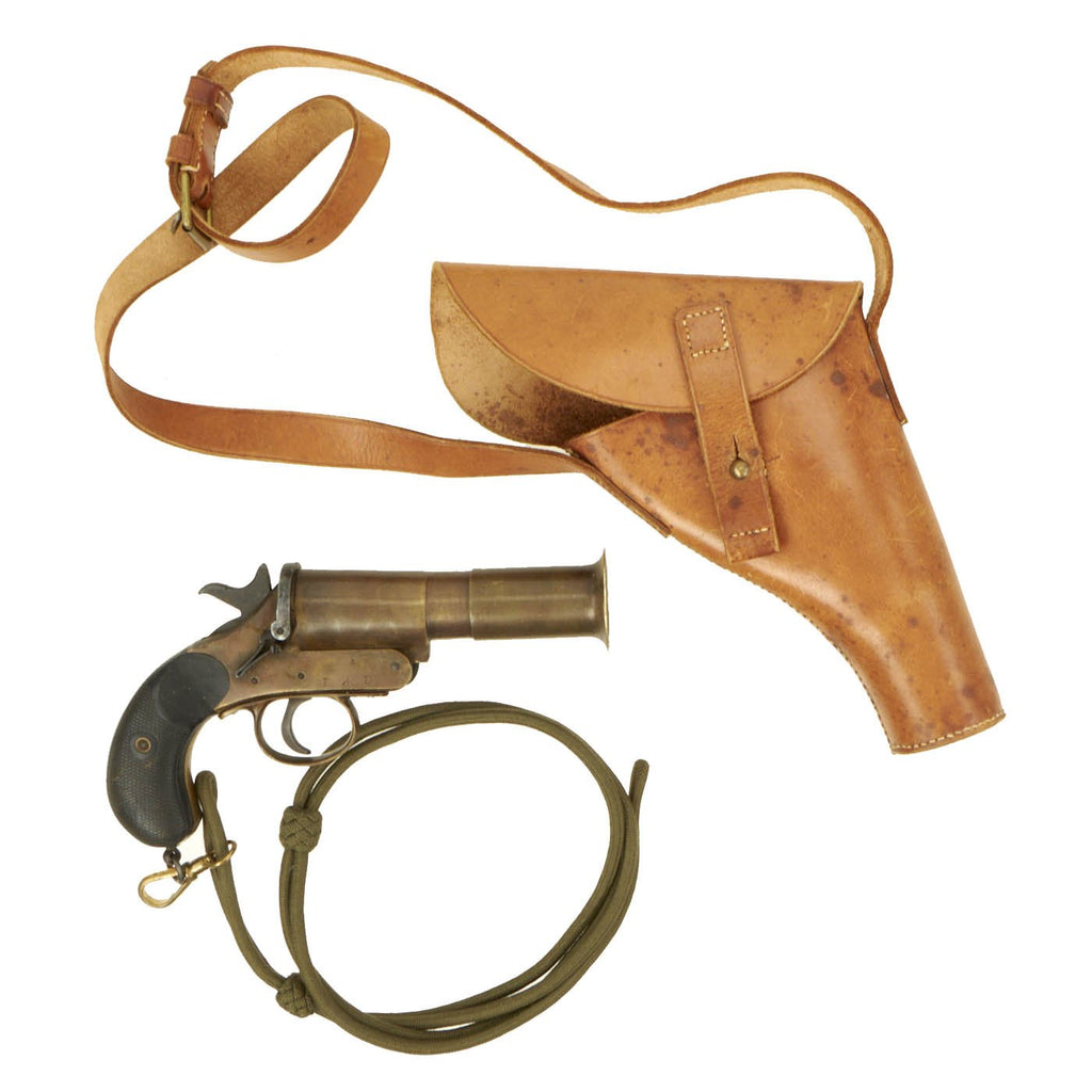 Original WWII Australian ANZAC 1941 dated MkIII* C.S.R. Brass Flare Gun with 1943 dated Holster & Lanyard Original Items
