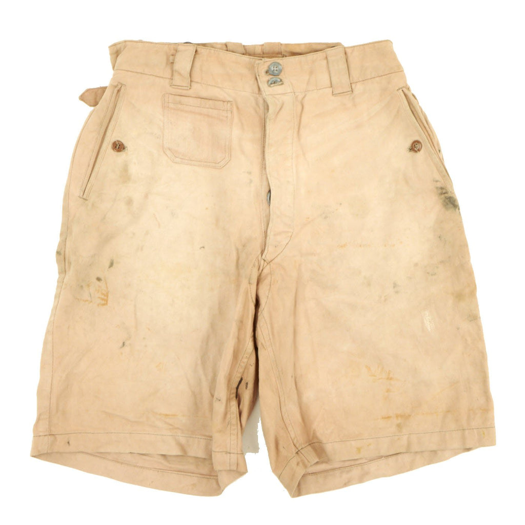 Original German WWII Wehrmacht Tropical Khaki Shorts - Dated 1944 Original Items