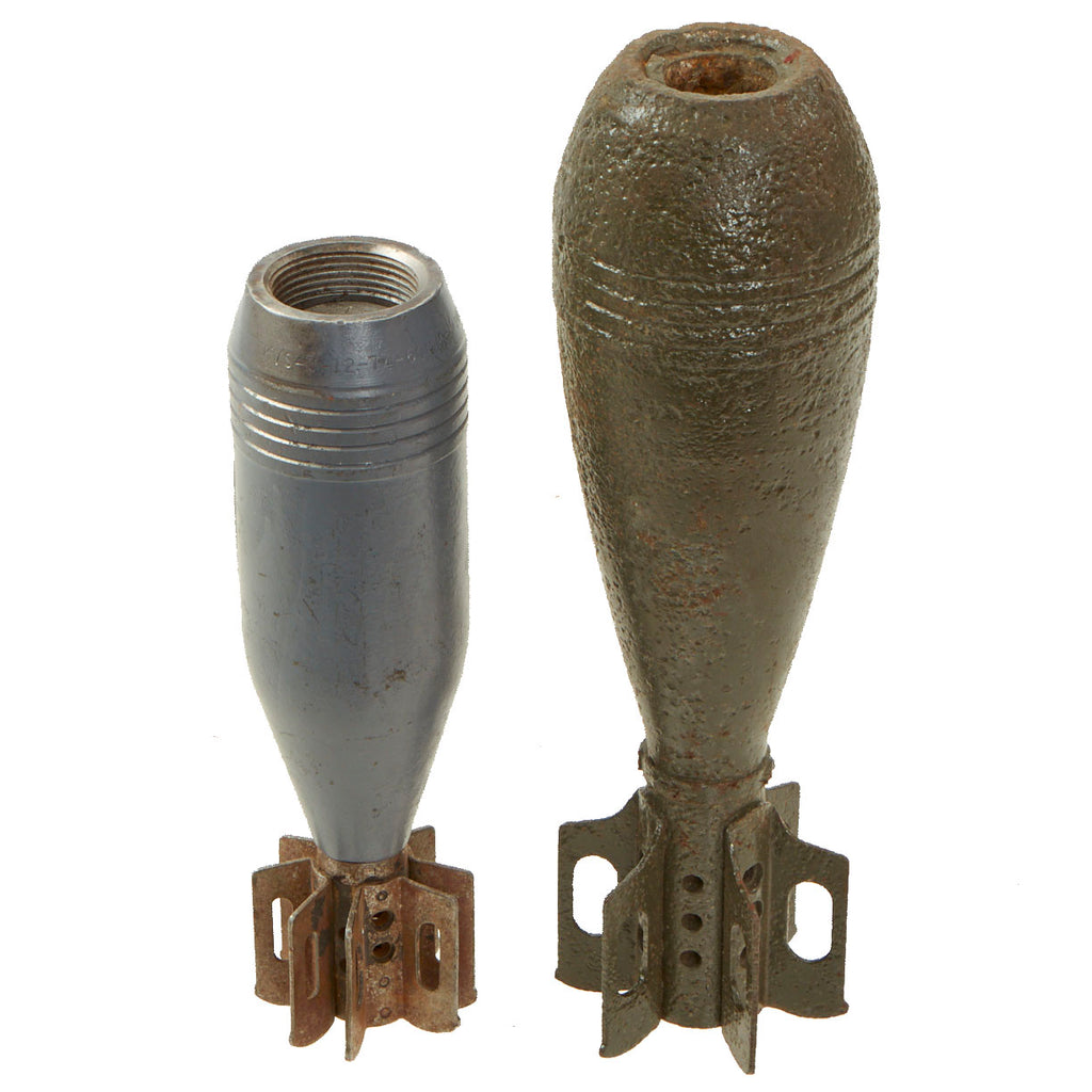 Original U.S. Korean War M43 A1B1 81mm Mortar Round & Vietnam War M302 “WP” 60mm Mortar Round - 2 Items - INERT Original Items
