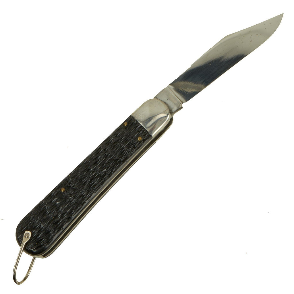 Original U.S. WWII style Unissued Korean War Airborne Schrade Walden NY M2 Pocket Knife with Bail & Cord Original Items