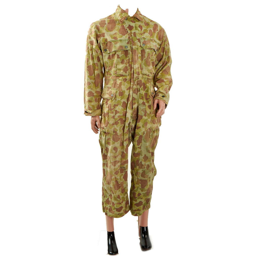 Original U.S. WWII Army/USMC HBT Herringbone Twill Frogskin Camouflage Coveralls, aka “Jungle Suit” Original Items