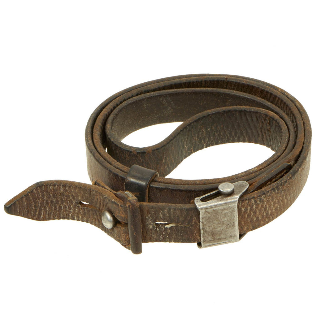 Original German WWII Karabiner 98 kurz K98k Leather Sling with Keeper and Frog - Kar98k Original Items