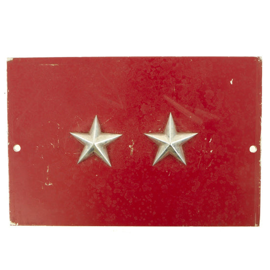 Original U.S. Army Korean War Era Two Star General Military Vehicle Identification Aluminum Placard Original Items