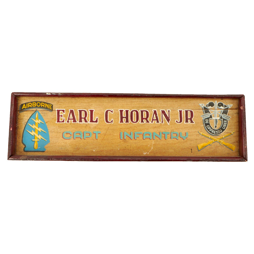 Original U.S. Vietnam SF Officer’s Desk Name Plate - Capt. Earl C. Horan Jr - Coached John Wayne For The Film “The Green Beret” Original Items