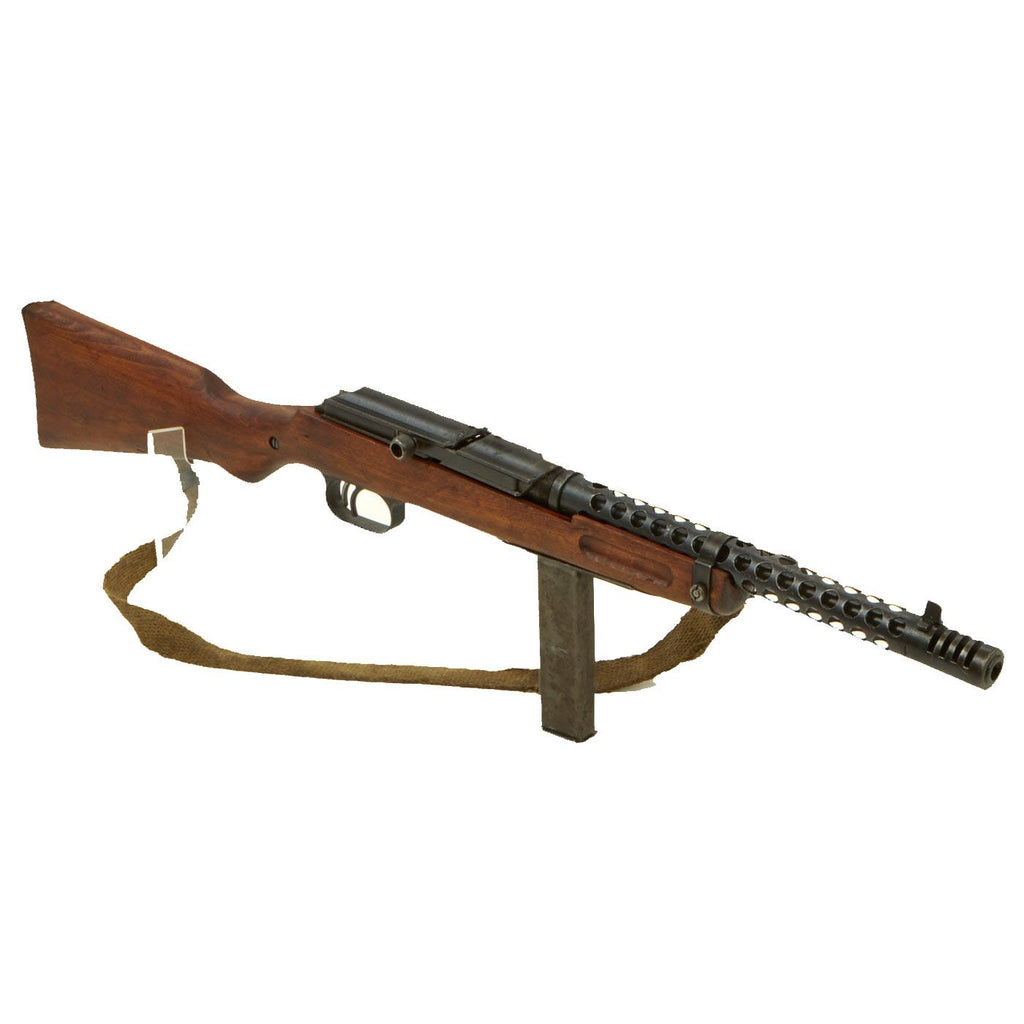 Original WWII Italian Beretta MP38A Display SMG with Ventilated Barrel Jacket, Live Barrel & Receiver Sections Original Items