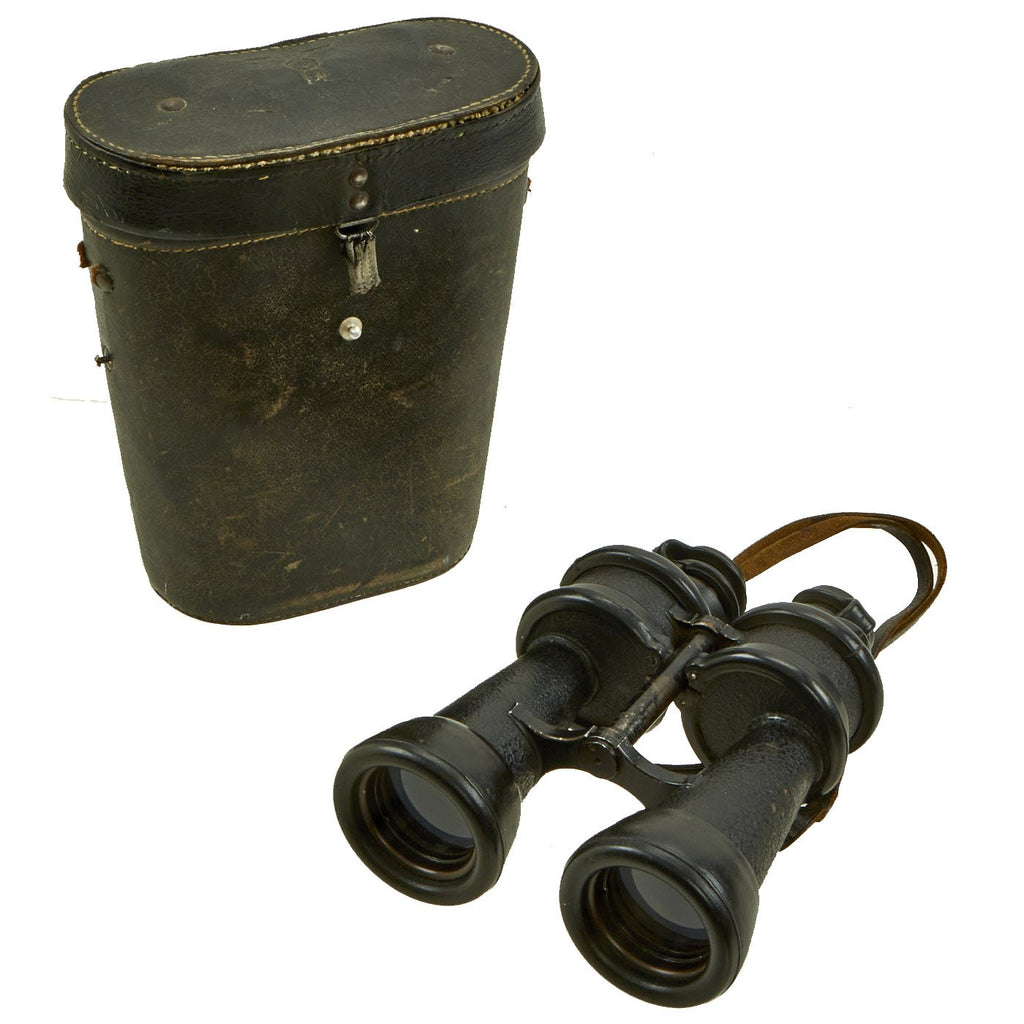 Original German WWII Kriegsmarine Navy U-Boat Binoculars with Rubber Fittings in 1944 Dated Case Original Items