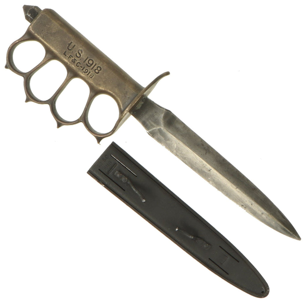 Original U.S. WWI Model 1918 Mark I Trench Knife by L. F. & C. with 1918 dated Steel Scabbard Original Items