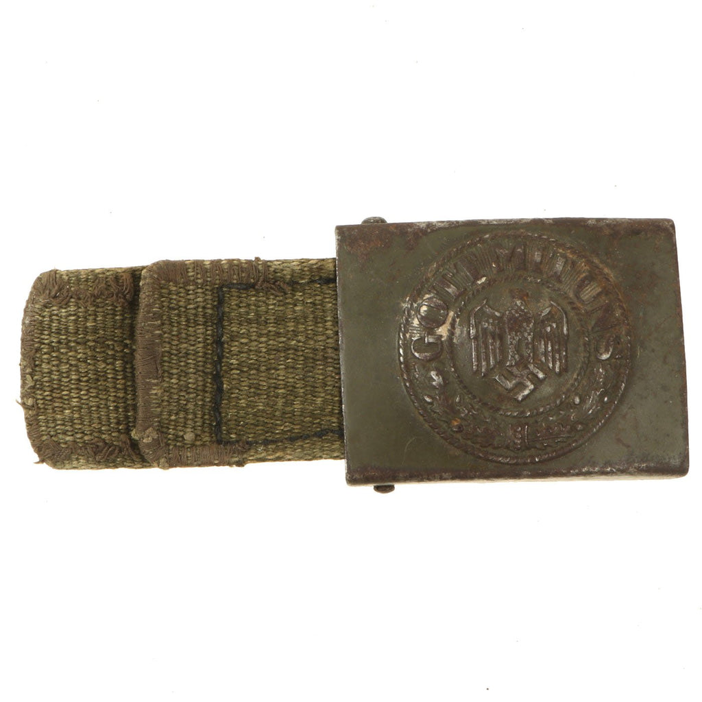 Original German WWII Rare Tropical Deutsches Afrikakorps DAK Steel Belt Buckle with Web Tab Original Items