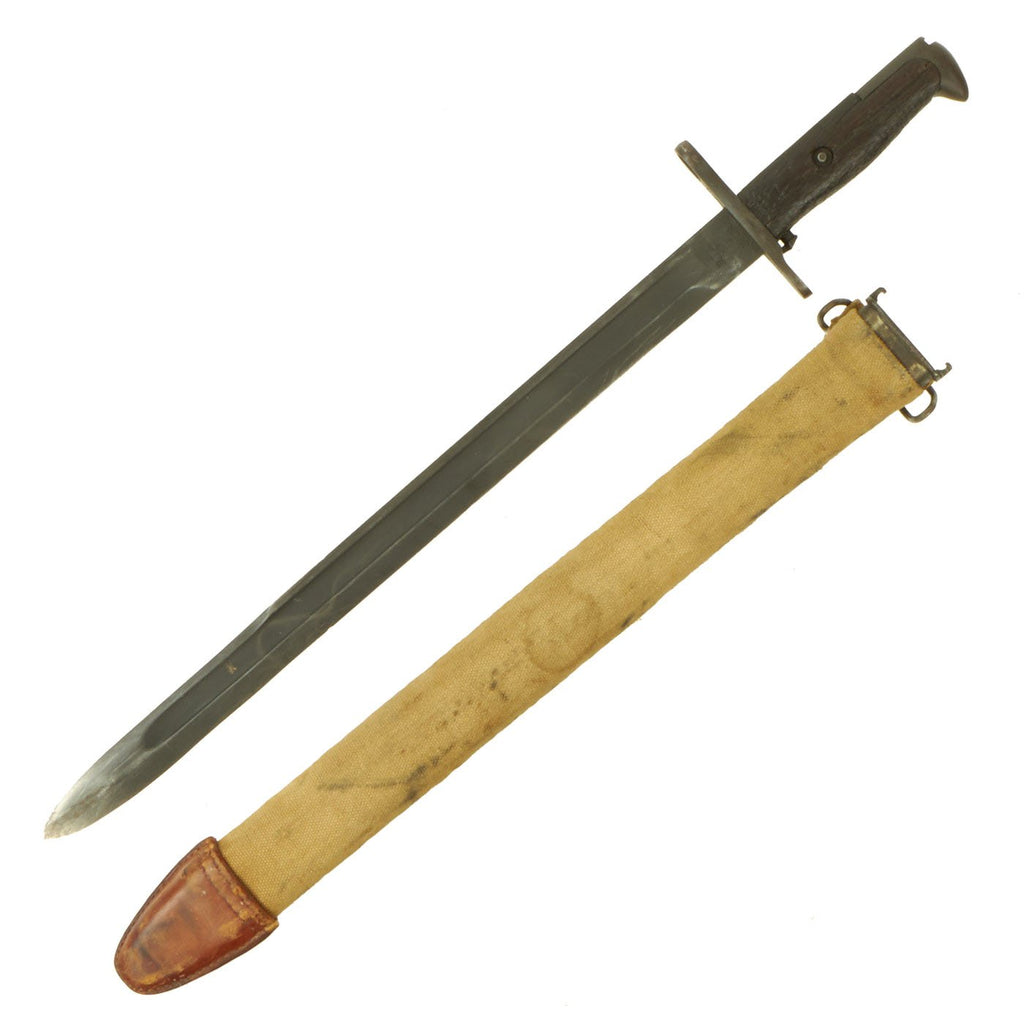 Original U.S. WWI M1905 Springfield Rifle 16" Bayonet by R.I.A. with M1910 Scabbard - dated 1909 Original Items