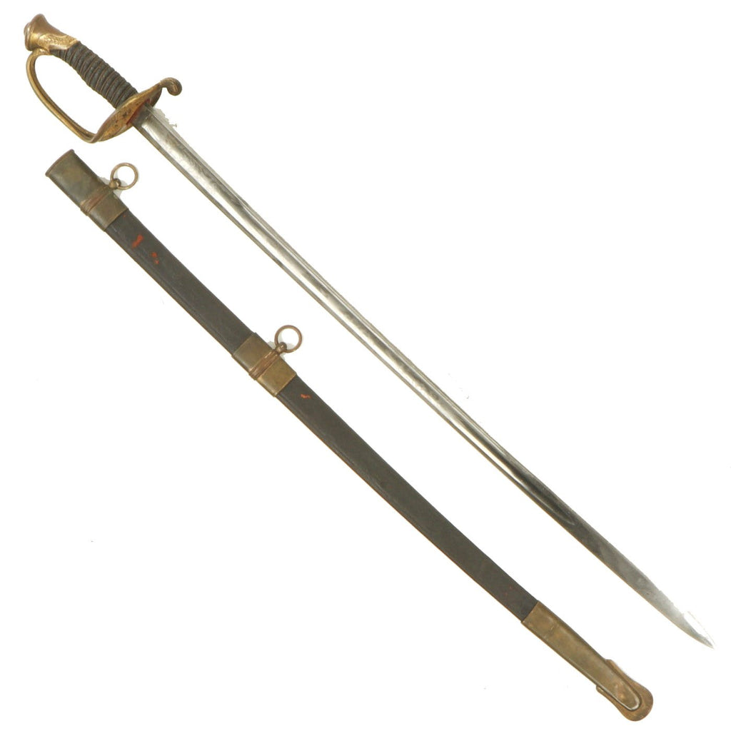 Original U.S. Civil War Era Model 1850 Army Staff & Field Officer Sword with Etched Blade & Scabbard Original Items