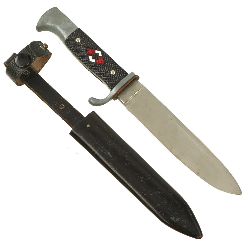 Original German WWII HJ Knife with Scabbard by Wilhelm Wagner of Solingen-Merscheid - RZM M7/25 Original Items