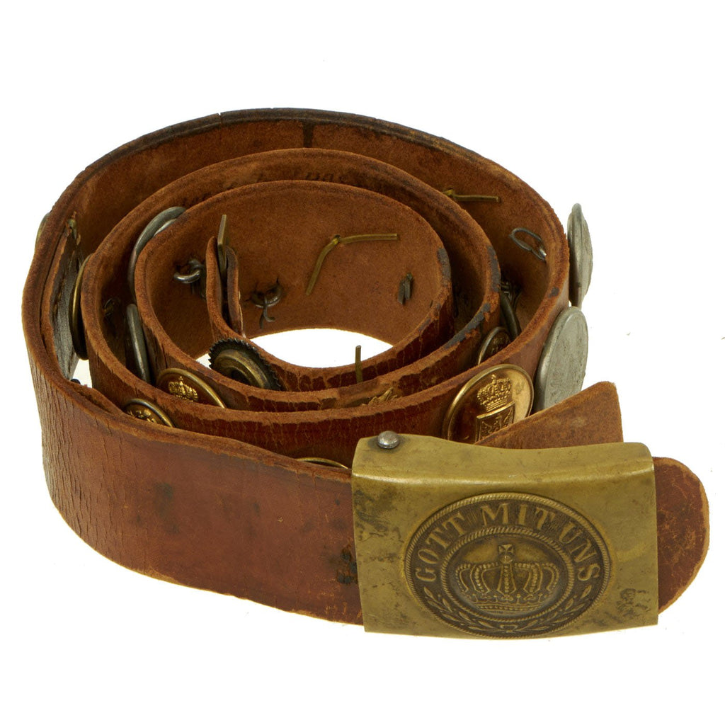 Original Named U.S. Marine Bring Back German WWI Souvenir Belt with Prussian Buckle & 39 Attached Items Original Items
