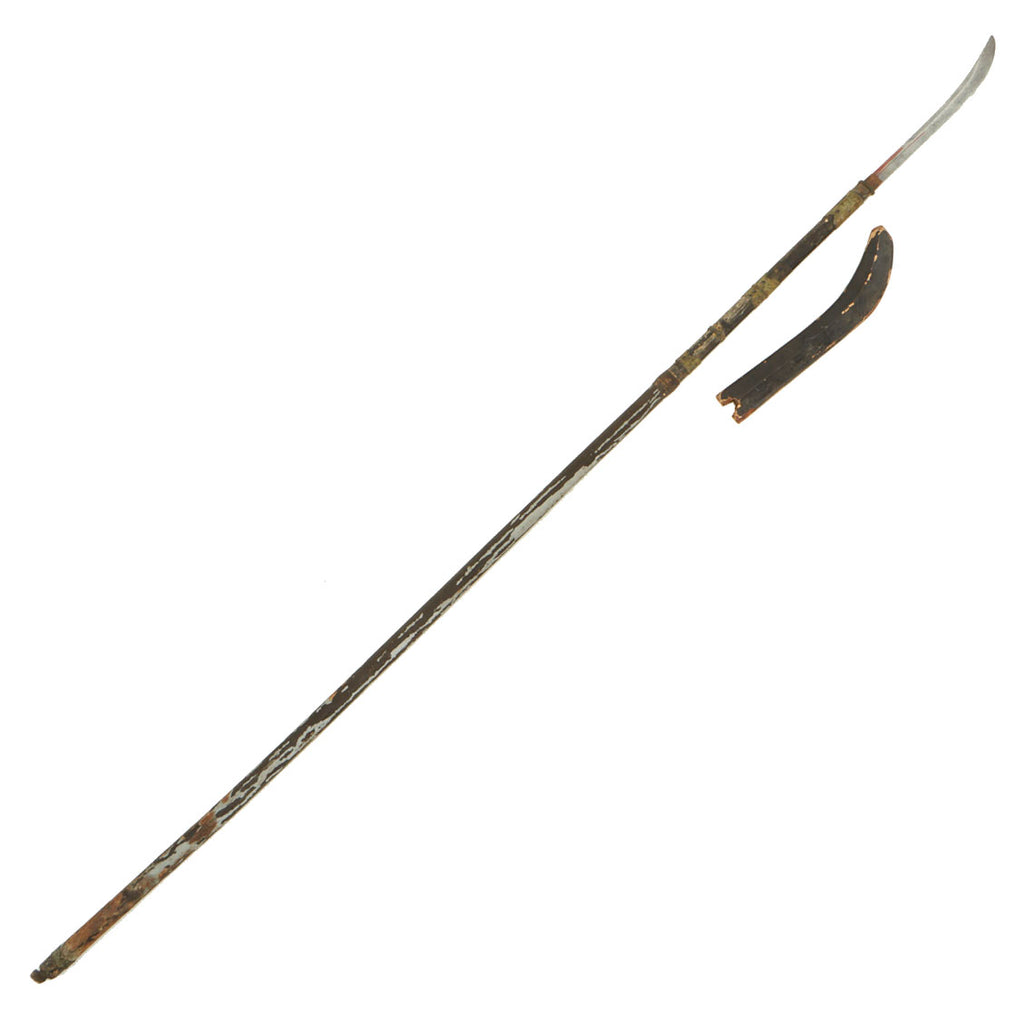 Original 18th Century Edo Period Japanese Naginata Polearm with Handmade Blade and Scabbard - 85 5/8 Inches Long Original Items