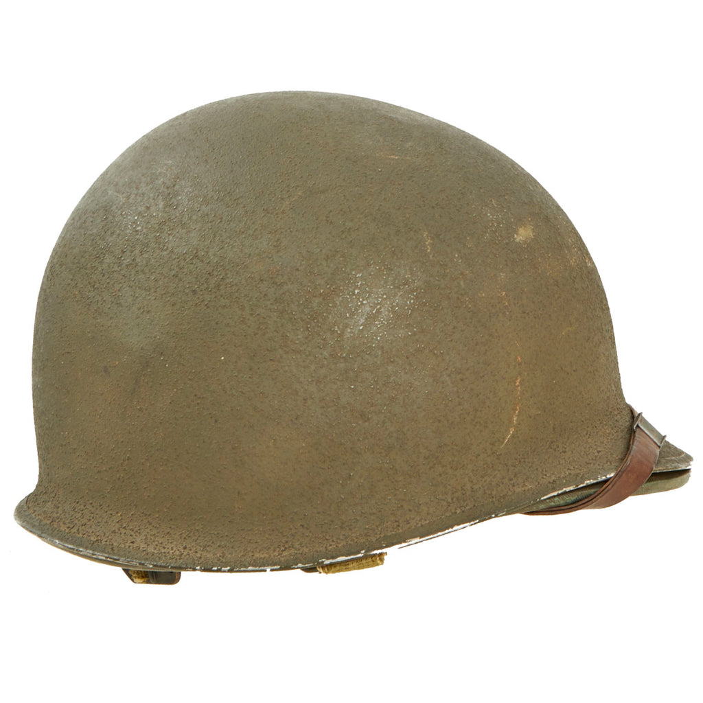 Original U.S. WWII Early 1942 M1 McCord Front Seam Fixed Bale Helmet With Rare Hawley Paper Liner Original Items