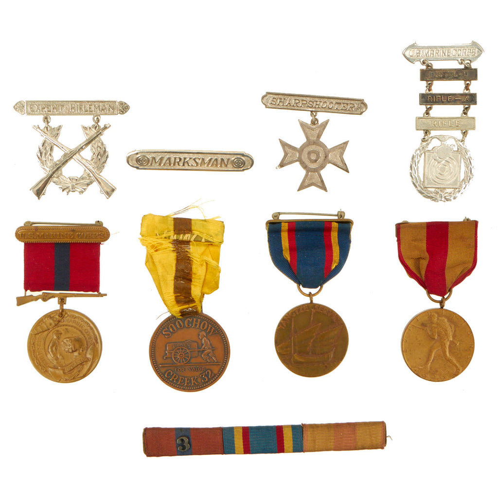 Original U.S. Pre WWI U.S. Marine Corps Soochow Creek Medal Group - Named & Rim Numbered Original Items