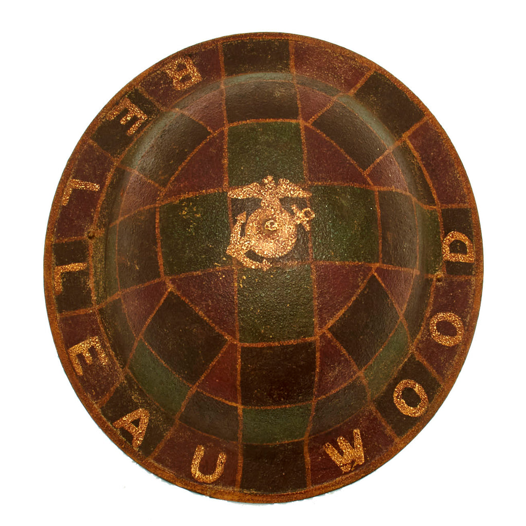Original U.S. WWI USMC Marine BELLAU WOOD Hand Painted M1917 Doughboy Helmet Original Items