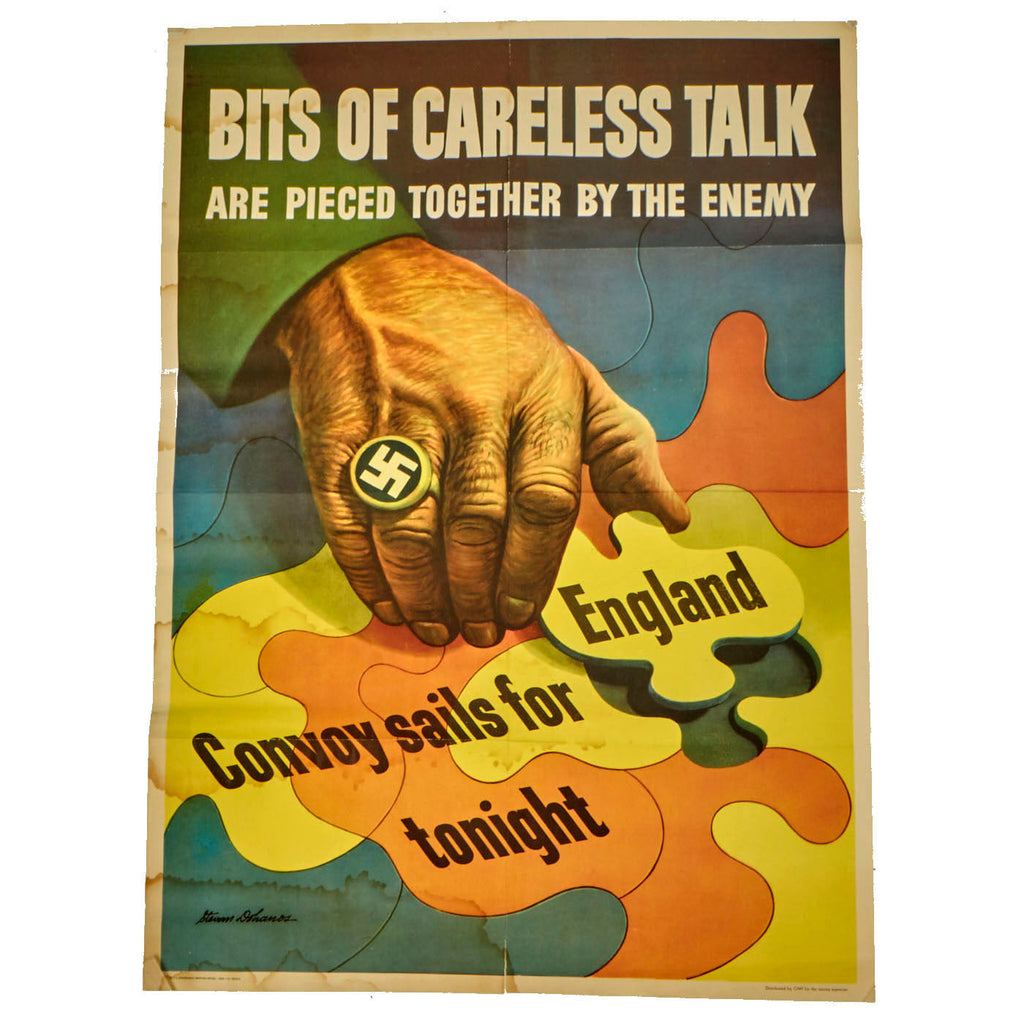 Original U.S. WWII “Careless Talk” Poster - “Convoy Sails - Puzzle Piece Poster”- By Stevan Dohanos Original Items