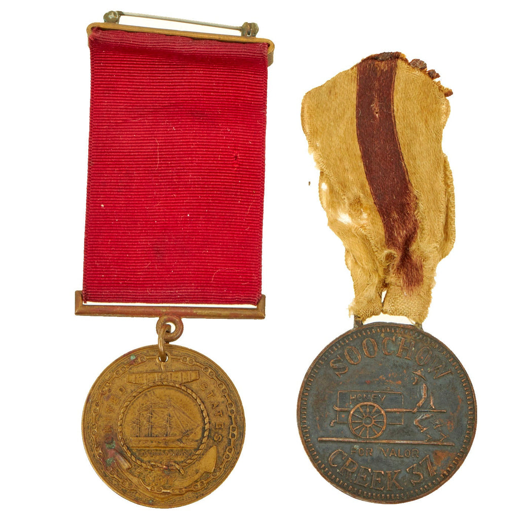 Original U.S. China Service 1937 Battle of Soochow Medal Navy Good Conduct Medal Named to Pearl Harbor Survivor Original Items