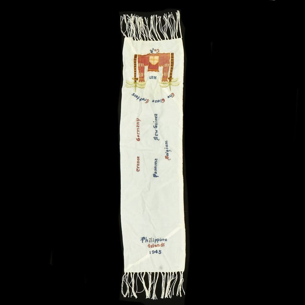 Original U.S. WWII Company "A" 1637th Engineer Corps Commemorative Scarf - "The Globe Trotters" Original Items
