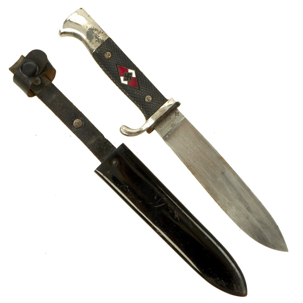 Original German WWII HJ Knife dated 1941 with Scabbard by Richard Abr. Herder - RZM M7/18 Original Items