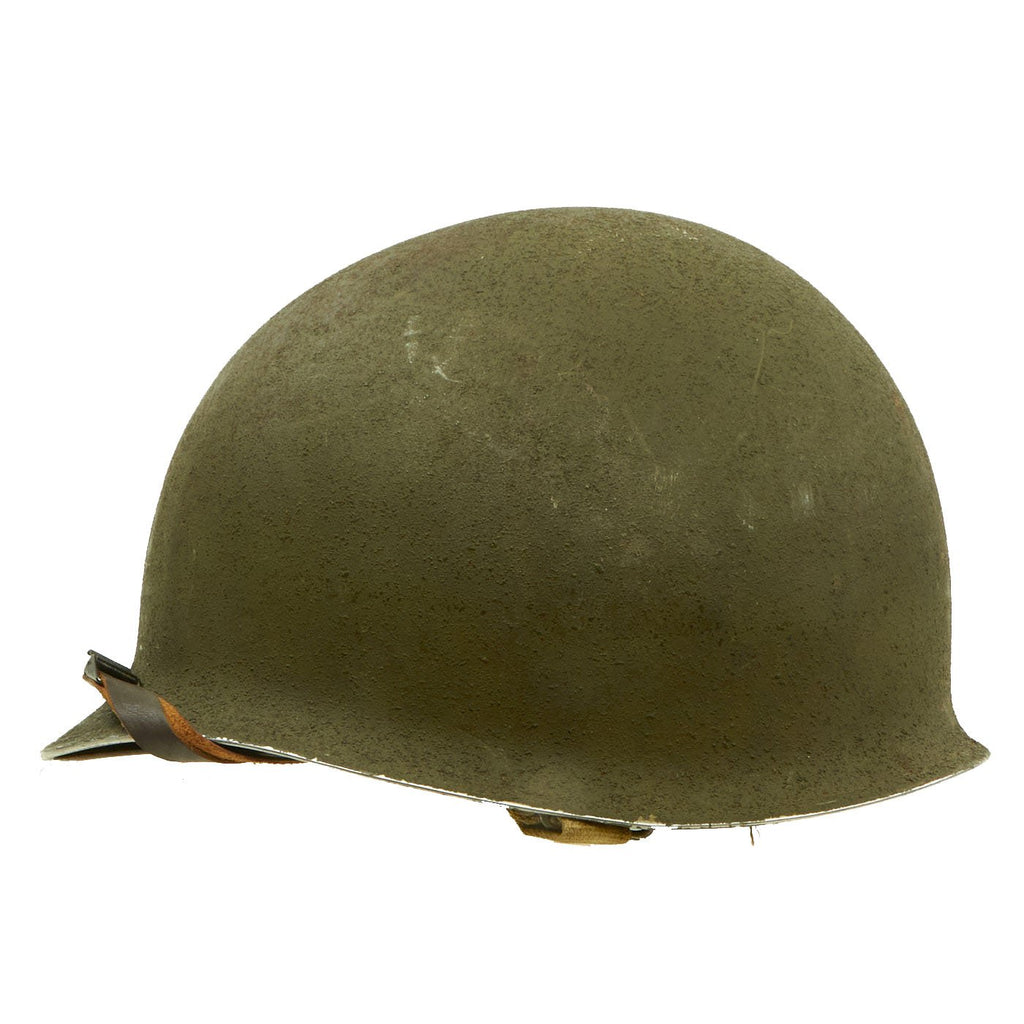 Original U.S. WWII 1942 McCord Front Seam Fixed Bale M1 Helmet with Westinghouse Liner Original Items