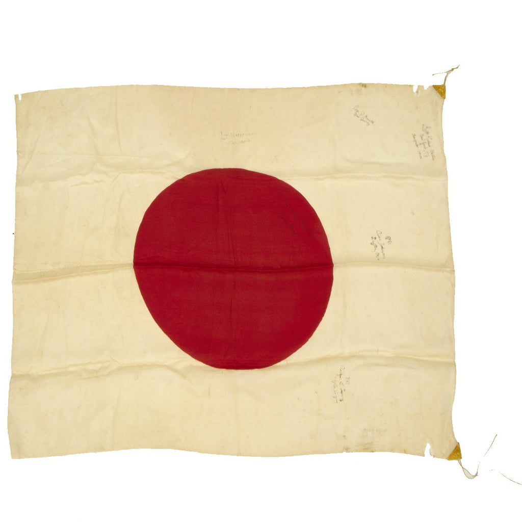 Original Japanese WWII USGI Captured and Signed National Flag marked SAIPAN 1944 - 29" x 34" Original Items