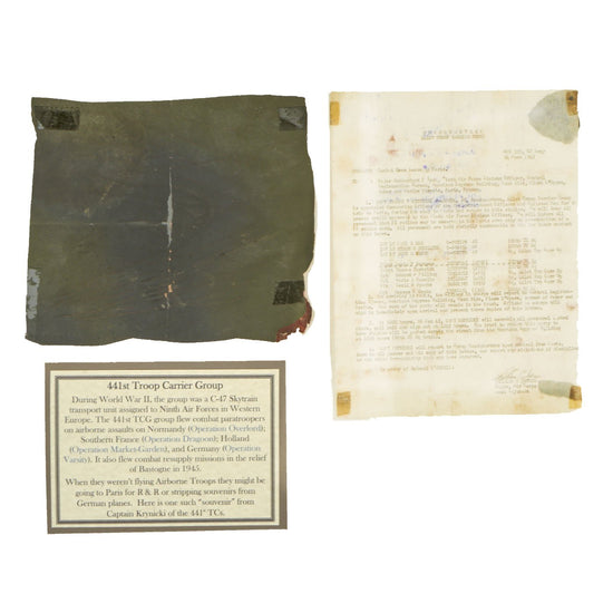 Original U.S. WWII Named Officer German Aircraft Skin with Document and Photos Original Items