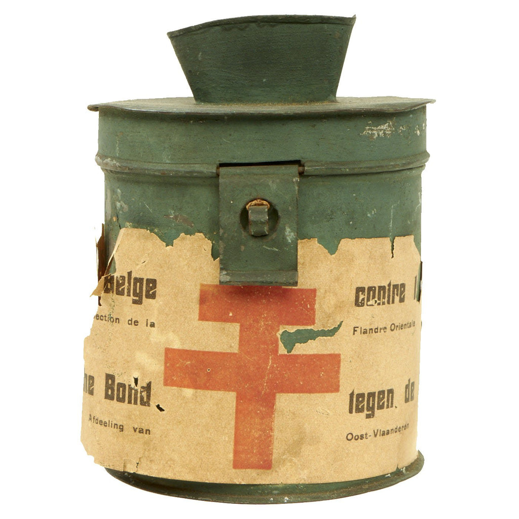 Original WWI Era Belgian Donation Collection Tin Bank for National Association against Tuberculosis Original Items