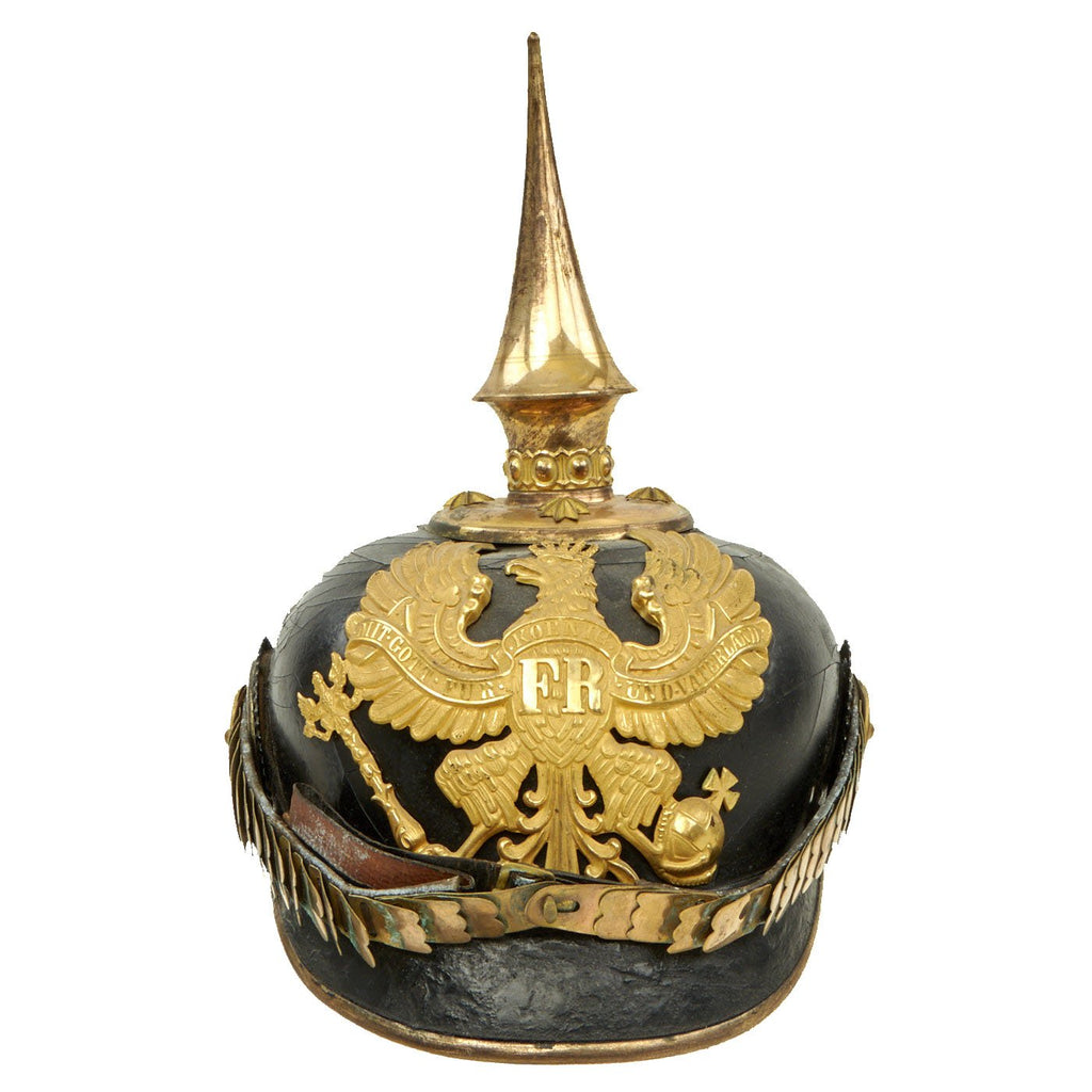 Original Imperial German WWI Prussian Infantry Officer M1897 Pickelhaube Helmet - Damaged Shell Original Items