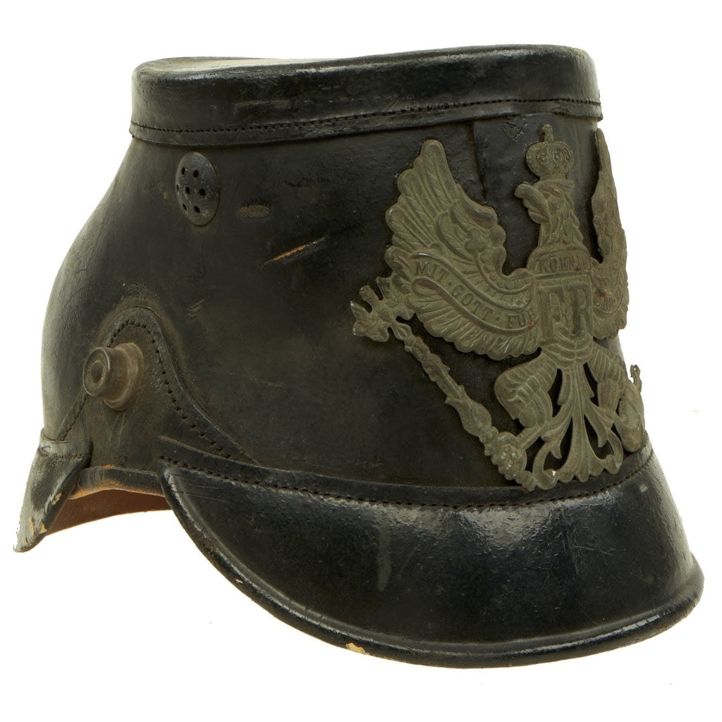 Original Imperial German WWI Prussian M1915 Jäger Enlisted Shako Leather Helmet Original Items