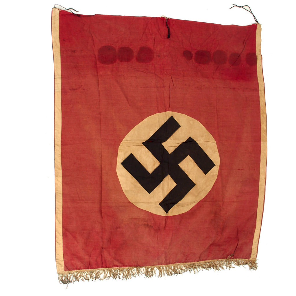 Original German WWII Service Worn NSDAP National Socialist Party Fringed Podium Banner - 38" x 43" Original Items