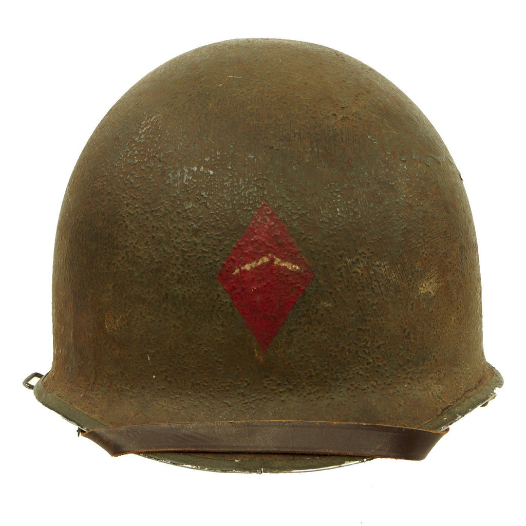 Original U.S. WWII 5th Infantry Division 1944 McCord Front Seam Swivel Bale M1 Helmet with Westinghouse Liner Original Items